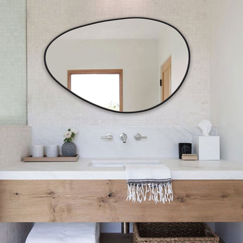 Oval Modern Wood Framed Mirror