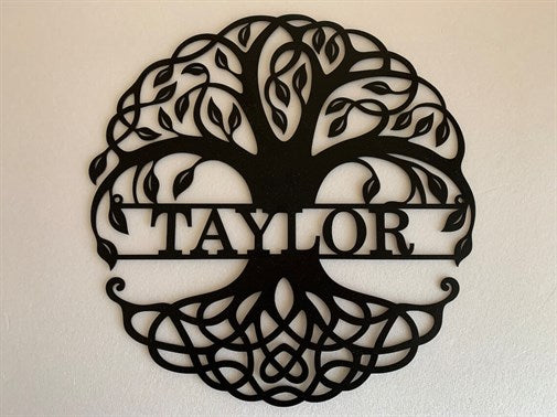 Personal Tree of Life Nameplate Metal Wall Decor-1
