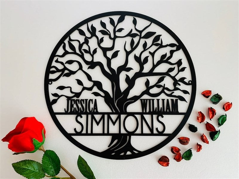 Personalized Tree of Life Nameplate Metal Wall Decor-0