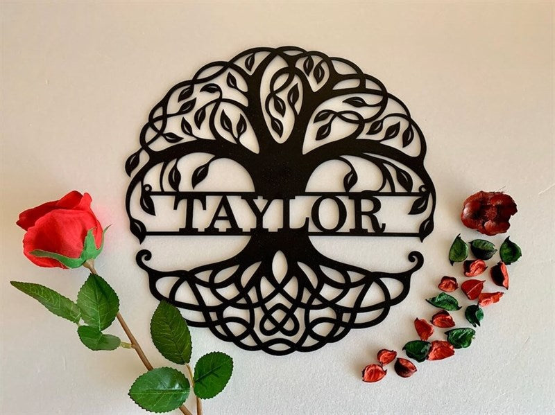 Personal Tree of Life Nameplate Metal Wall Decor-0