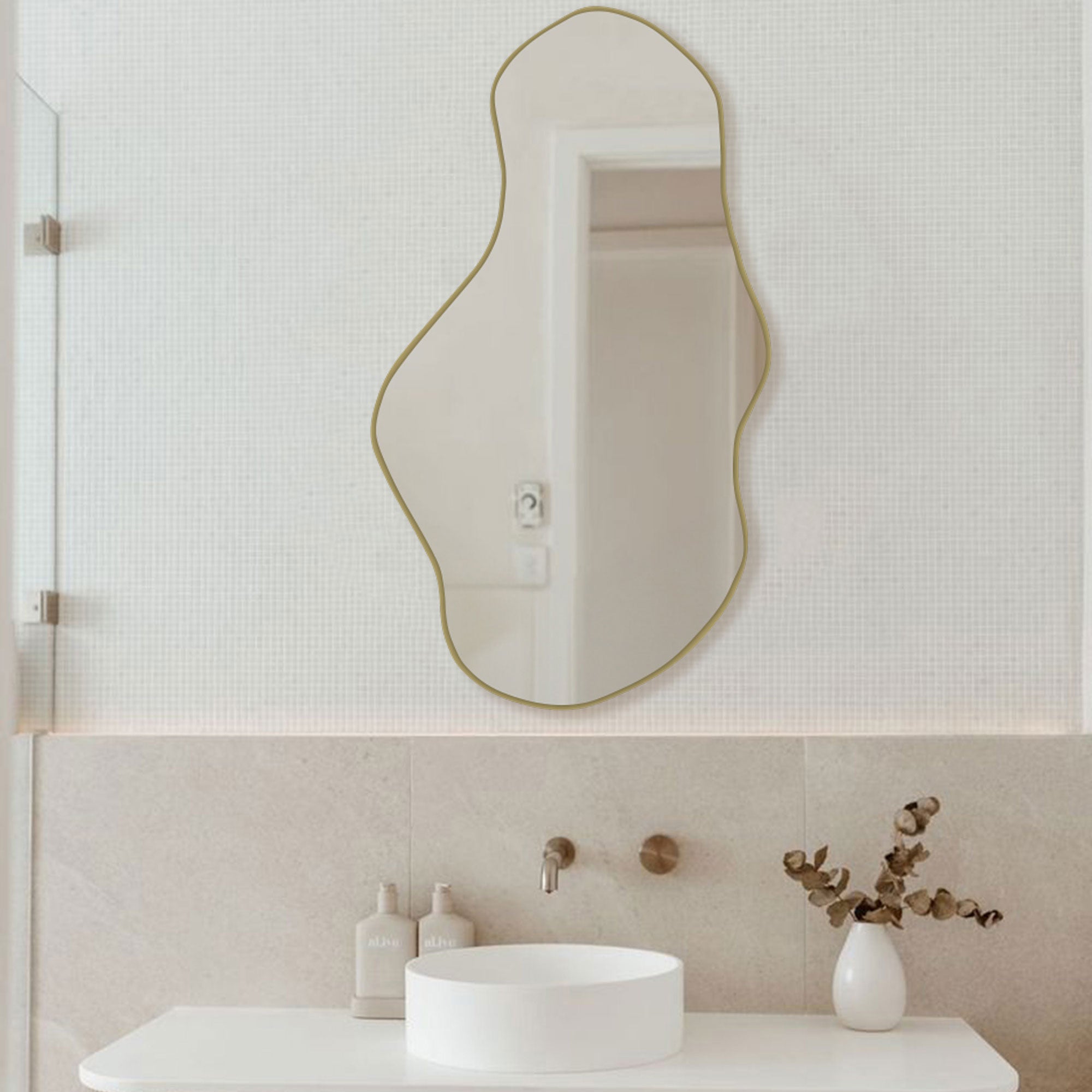 Bathroom Mirror with Brass Frame