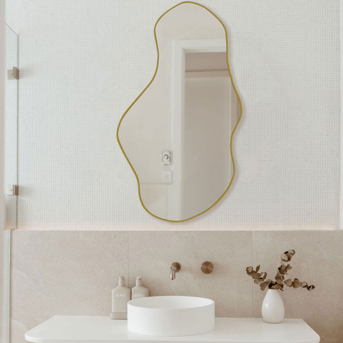 bathroom mirror with gold frame