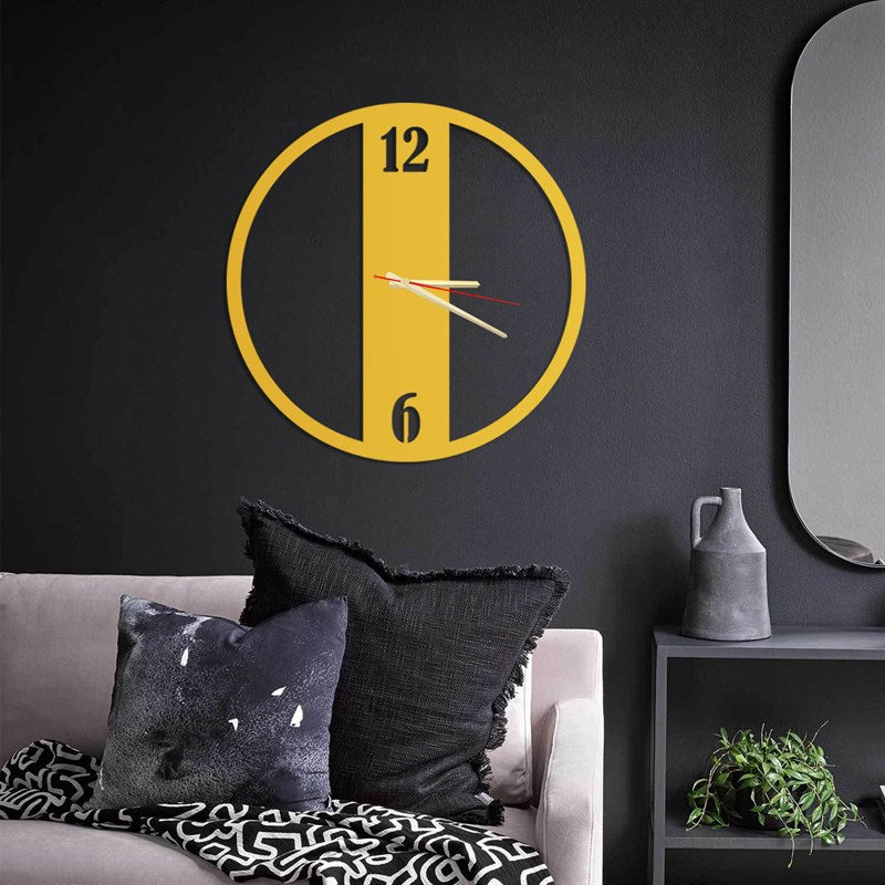 Yellow Akron Metal Wall Clock