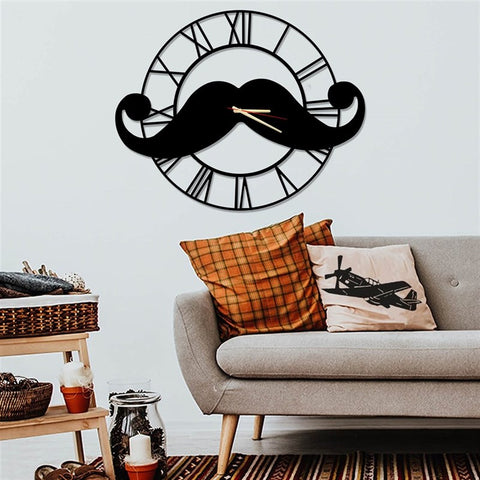 Moustache Metal Wall Clock-0