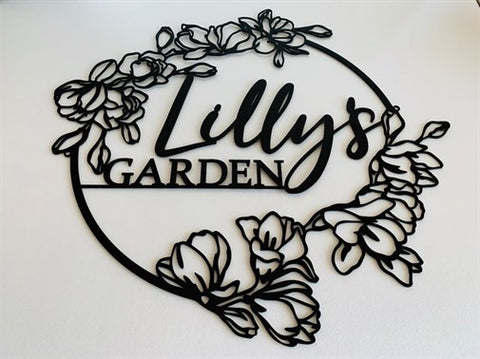 Personalized Garden Name Holder Metal Wall Decor-3