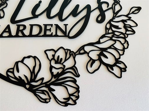Personalized Garden Name Holder Metal Wall Decor-5