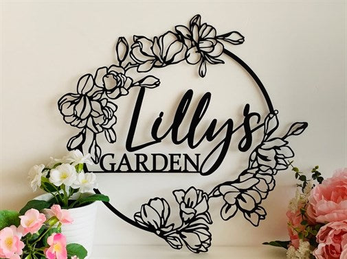 Personalized Garden Name Holder Metal Wall Decor-2