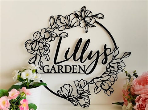 Personalized Garden Name Holder Metal Wall Decor-2