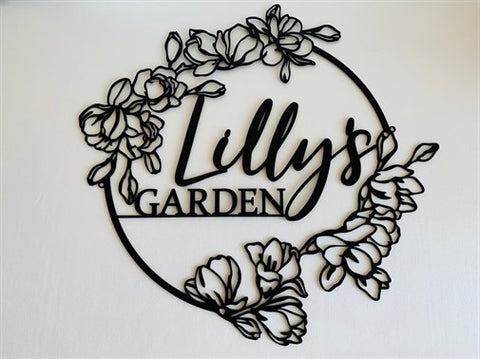 Personalized Garden Name Holder Metal Wall Decor-4