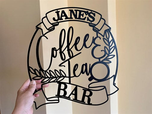 Personalized Coffee and Tea Bar Name Holder Metal Wall Decor-5