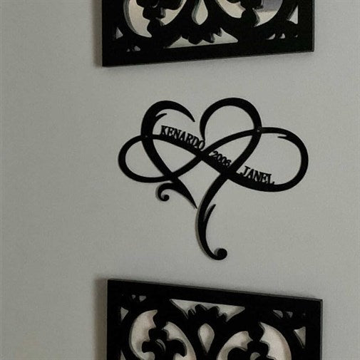 Personalized Heart Nameplate with Infinity Sign Metal Wall Decor-5
