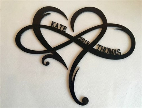 Personalized Heart Nameplate with Infinity Sign Metal Wall Decor-1