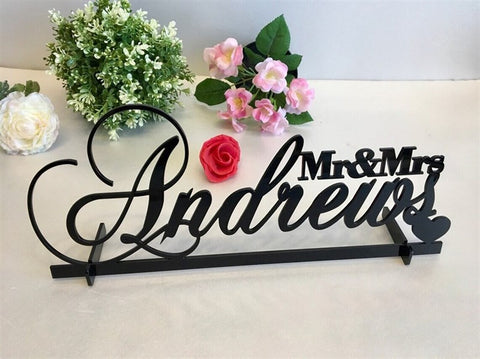 Personalized Mr and Mrs Name Holder Metal Wall Decor-0