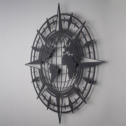 Compass World Metal Wall art