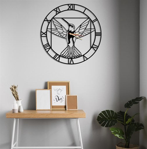 Vitruvian Bird Metal Wall Clock-2