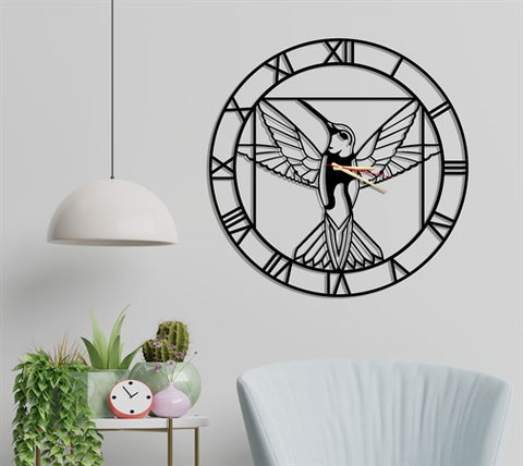 Vitruvian Bird Metal Wall Clock-1