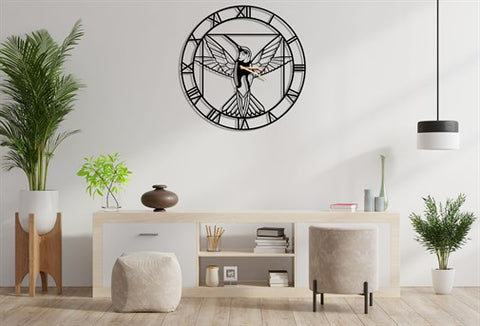 Vitruvian Bird Metal Wall Clock-3