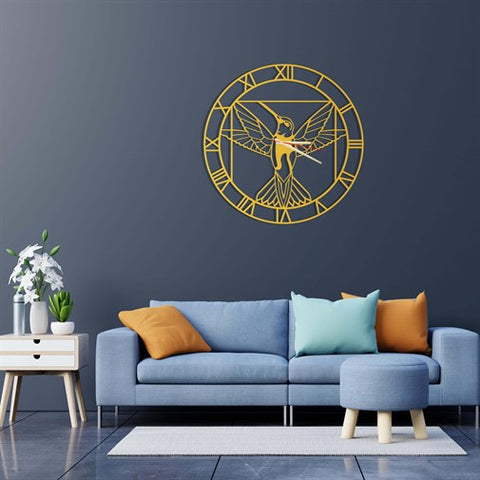 Vitruvian Bird Metal Wall Clock-4